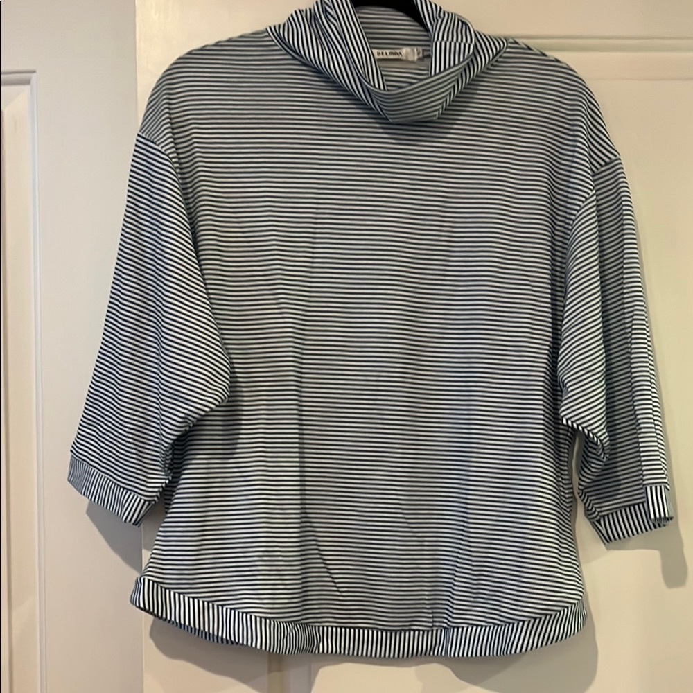 Blue & White Striped Cowl Neck Top - oversized fit
